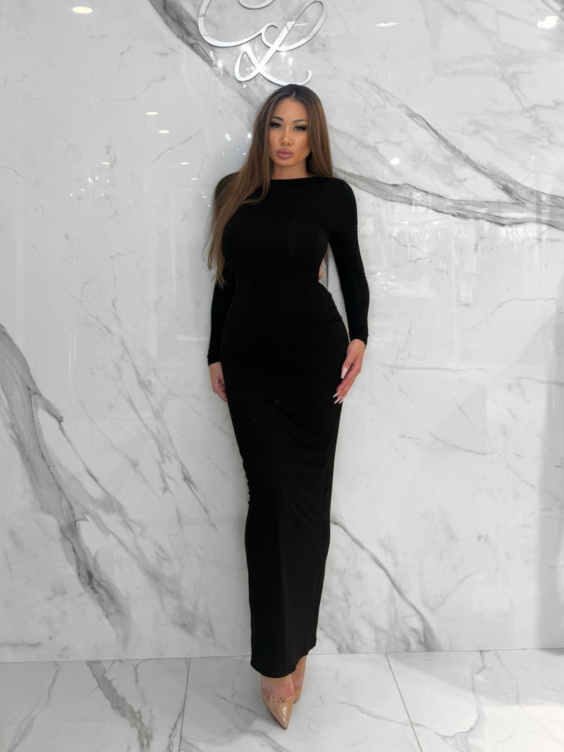 Backless Maxi Dress, Women's Black Dresses