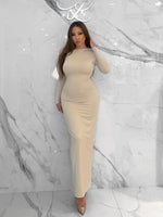 Backless Maxi Dress, Women's Taupe Dresses