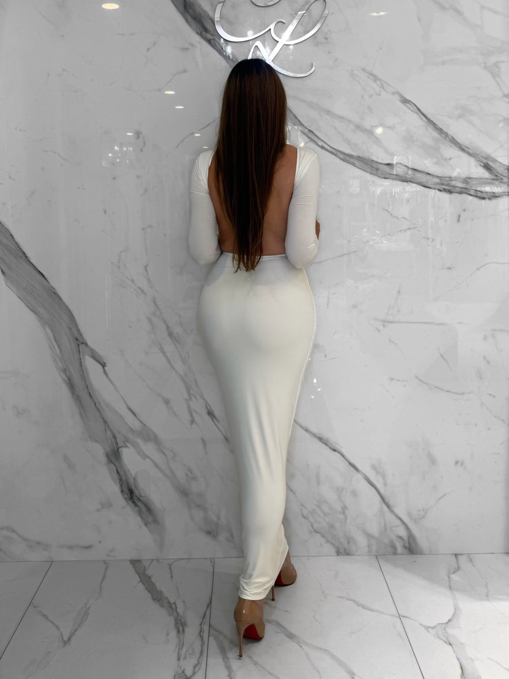 Backless Maxi Dress, Women's White Dresses