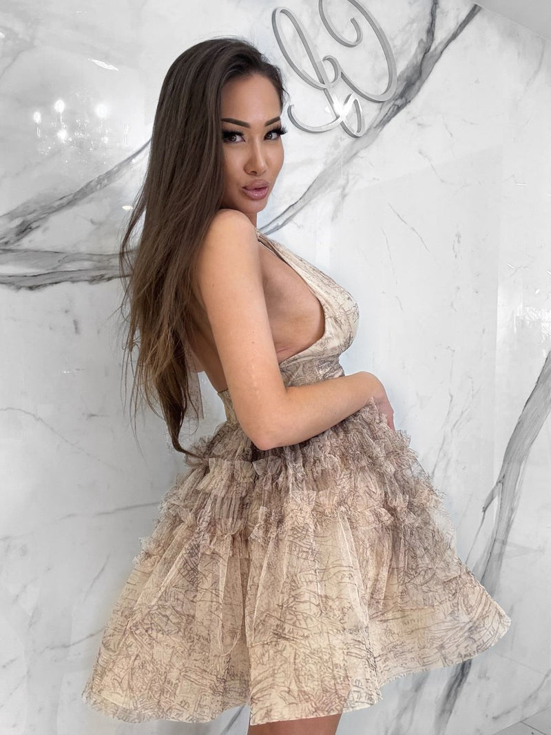 Gentle Glow Dress, Women's Taupe Dresses