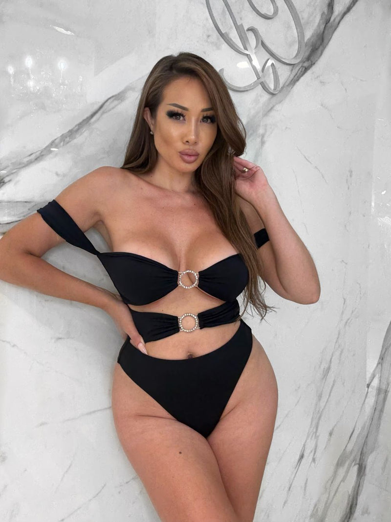 Jasmine One Piece Bathing Suit, Women's Black Bathing Suits