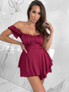 Harlene Romper, Women's Wine Red Romper