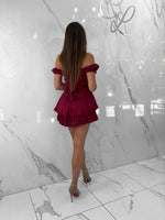Harlene Romper, Women's Wine Red Romper