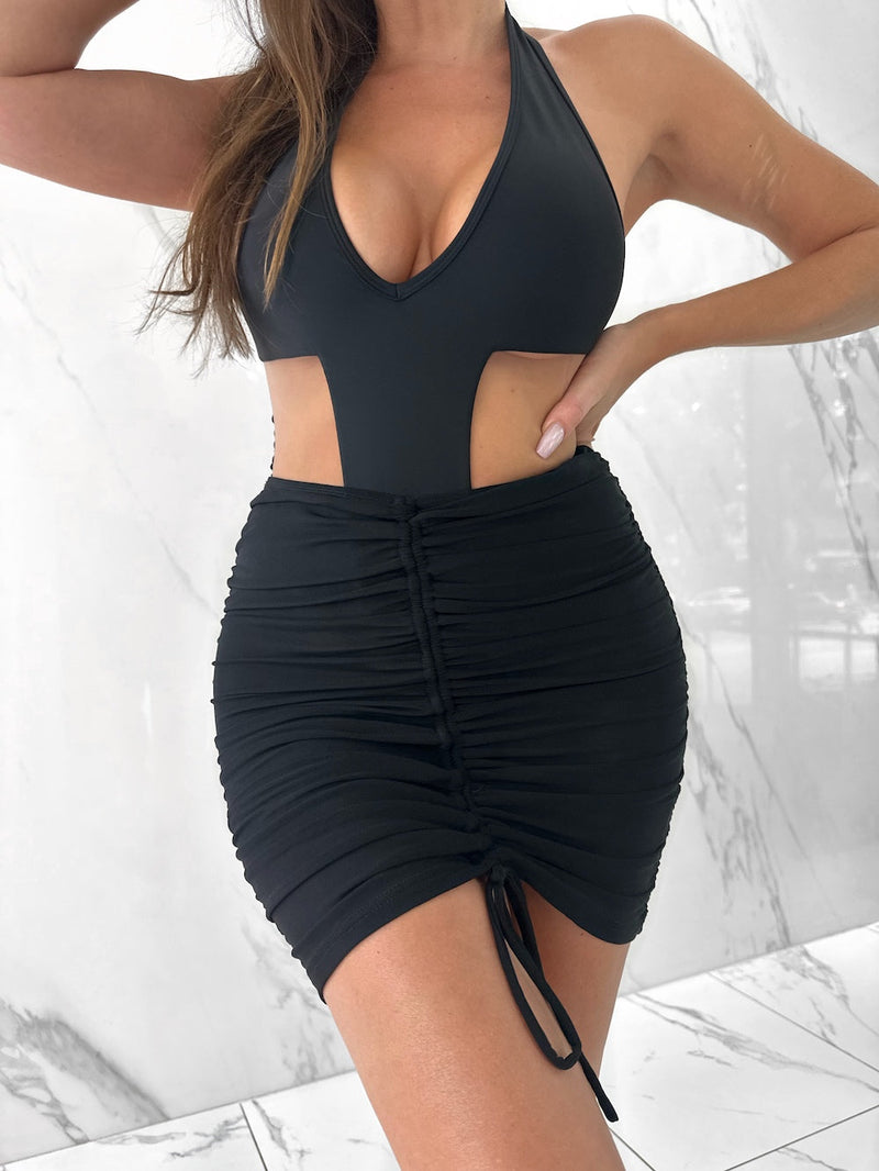 Onyx Mesh Coverup Skirt, Women's Black Skirts