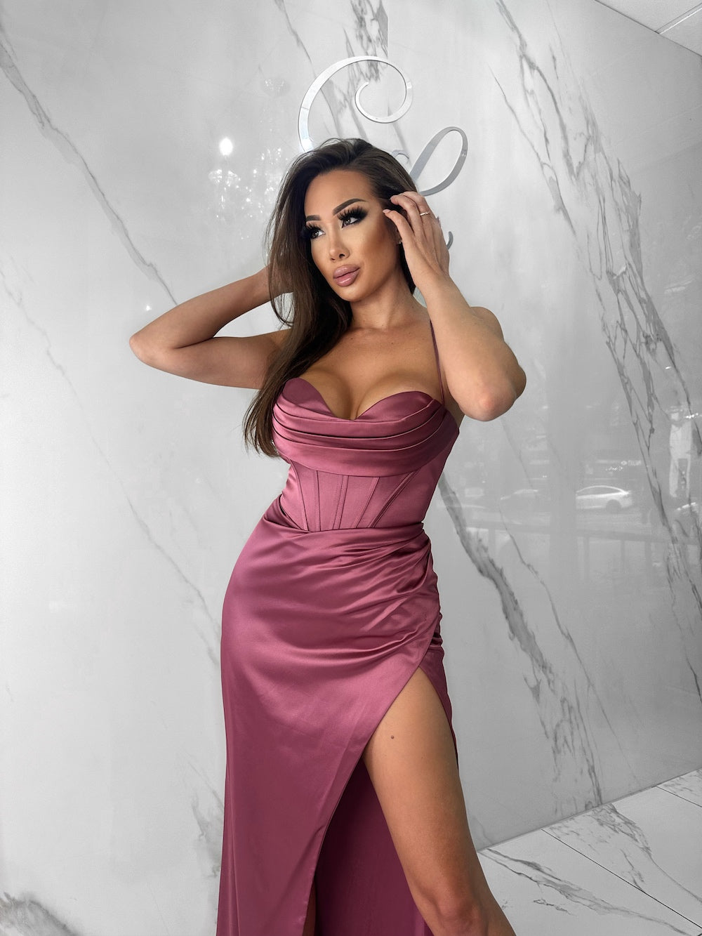 With You I'm Winnin Dress, Women's Dusty Pink Dresses